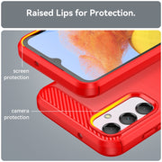 For Samsung Galaxy M14 5G Brushed Texture Carbon Fiber TPU Phone Case(Red)