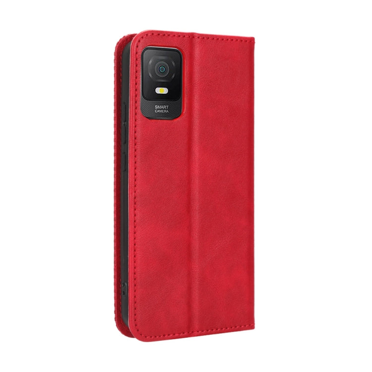 For TCL 403 Magnetic Buckle Retro Texture Leather Phone Case(Red)
