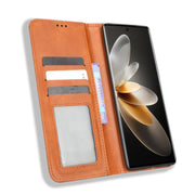 For vivo V27 / V27 Pro / S16 / S16 Pro Magnetic Buckle Retro Texture Leather Phone Case(Brown)