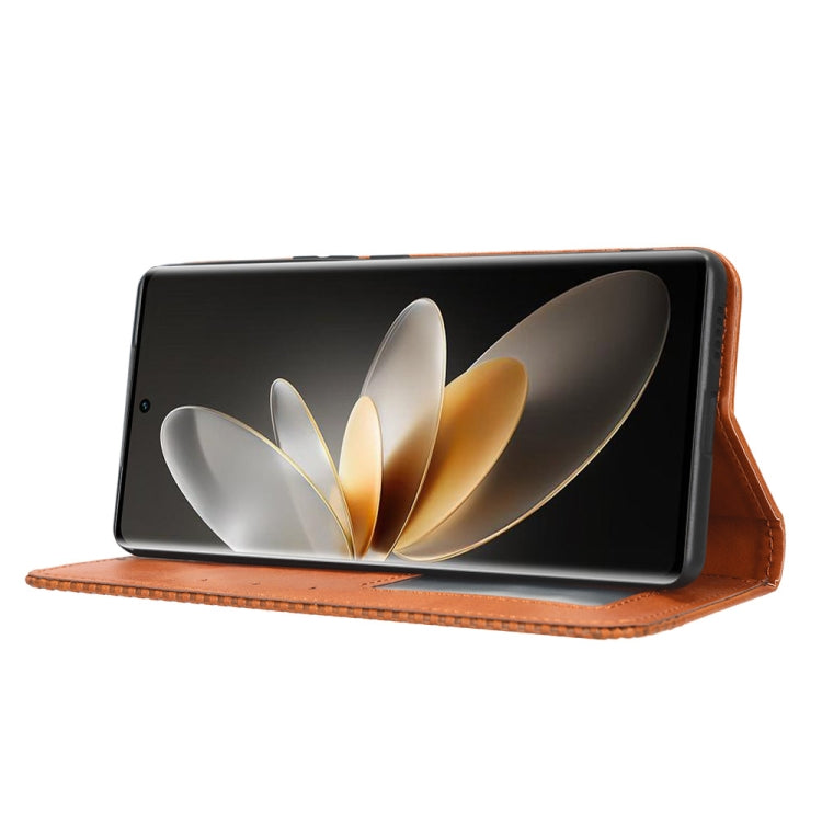 For vivo V27 / V27 Pro / S16 / S16 Pro Magnetic Buckle Retro Texture Leather Phone Case(Brown)
