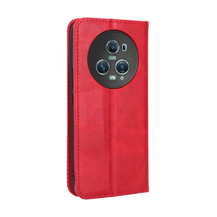 For Honor Magic5 Pro Magnetic Buckle Retro Texture Leather Phone Case(Red)