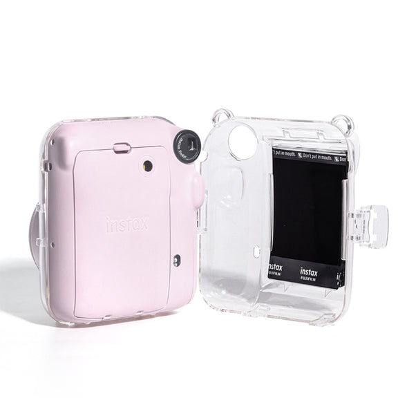 For FUJIFILM instax mini 12 Crystal Hard Acrylic Camera Case with Shoulder Strap(DIY Milk Cow)