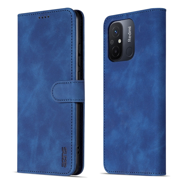 For Xiaomi Redmi 12C / Redmi 11A / Poco C55 AZNS Skin Feel Calf Texture Flip Leather Phone Case(Blue)