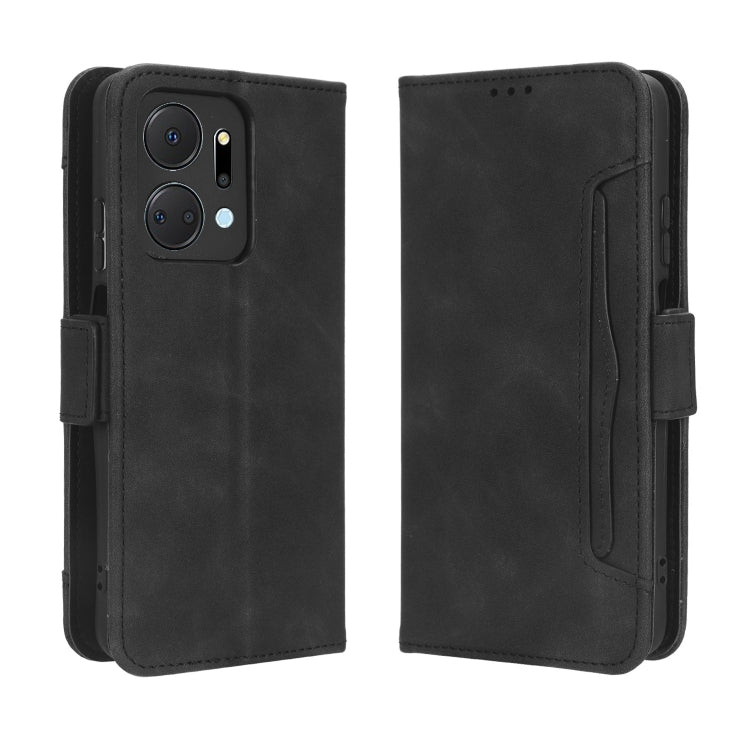 For Honor X7a Skin Feel Calf Texture Card Slots Leather Phone Case(Black)