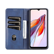 For Xiaomi Redmi 12C / Redmi 11A / Poco C55 AZNS Magnetic Calf Texture Flip Leather Phone Case(Dark Blue)