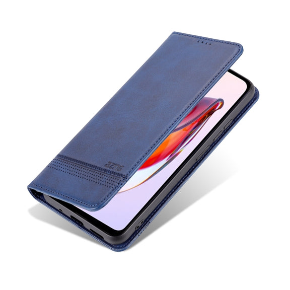 For Xiaomi Redmi 12C / Redmi 11A / Poco C55 AZNS Magnetic Calf Texture Flip Leather Phone Case(Dark Blue)