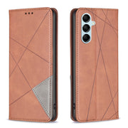 For Samsung Galaxy M14 5G Prismatic Invisible Magnetic Leather Phone Case(Brown)