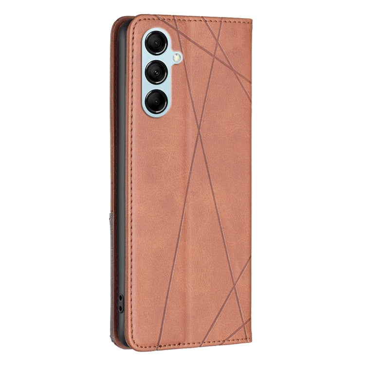 For Samsung Galaxy M14 5G Prismatic Invisible Magnetic Leather Phone Case(Brown)