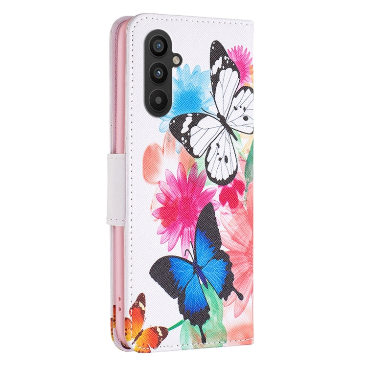 For Samsung Galaxy A24 4G Colored Drawing Pattern Leather Phone Case(Butterflies)