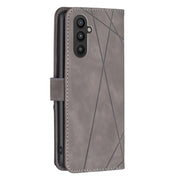 For Samsung Galaxy A24 4G Magnetic Buckle Rhombus Texture Leather Phone Case(Grey)