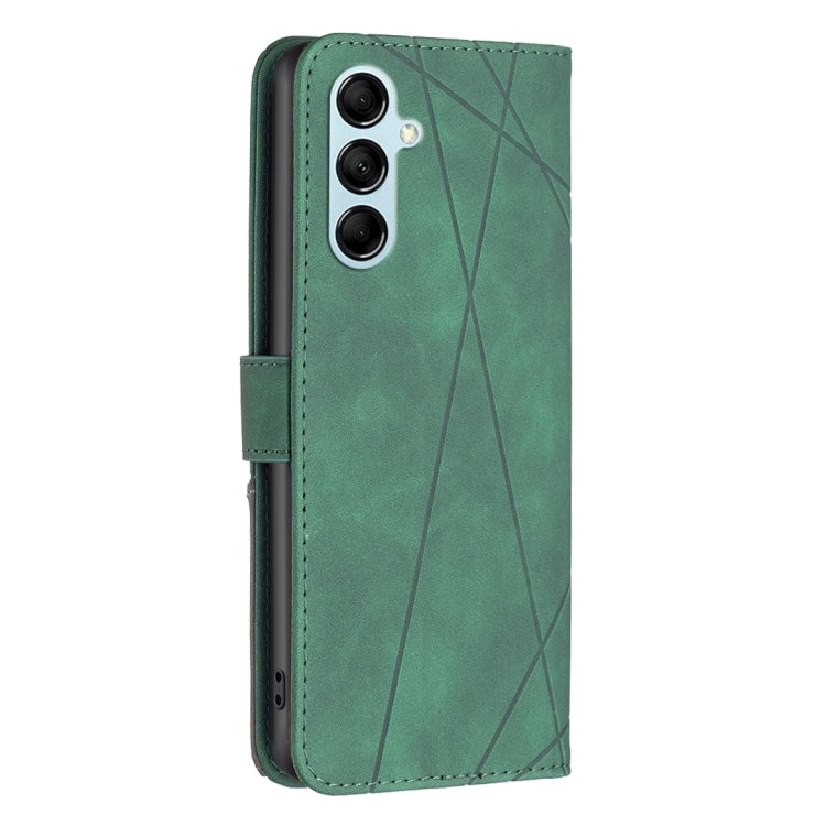 For Samsung Galaxy M14 5G Magnetic Buckle Rhombus Texture Leather Phone Case(Green)