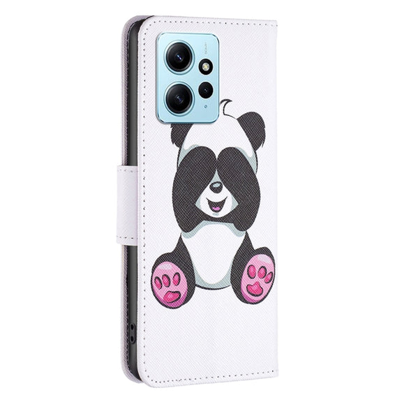 For Xiaomi Redmi Note 12 4G Global Colored Drawing Leather Phone Case(Panda)