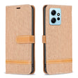 For Xiaomi Redmi Note 12 4G Global Color Block Denim Texture Leather Phone Case(Brown) - free shipping - PMC TechLife - Order now!