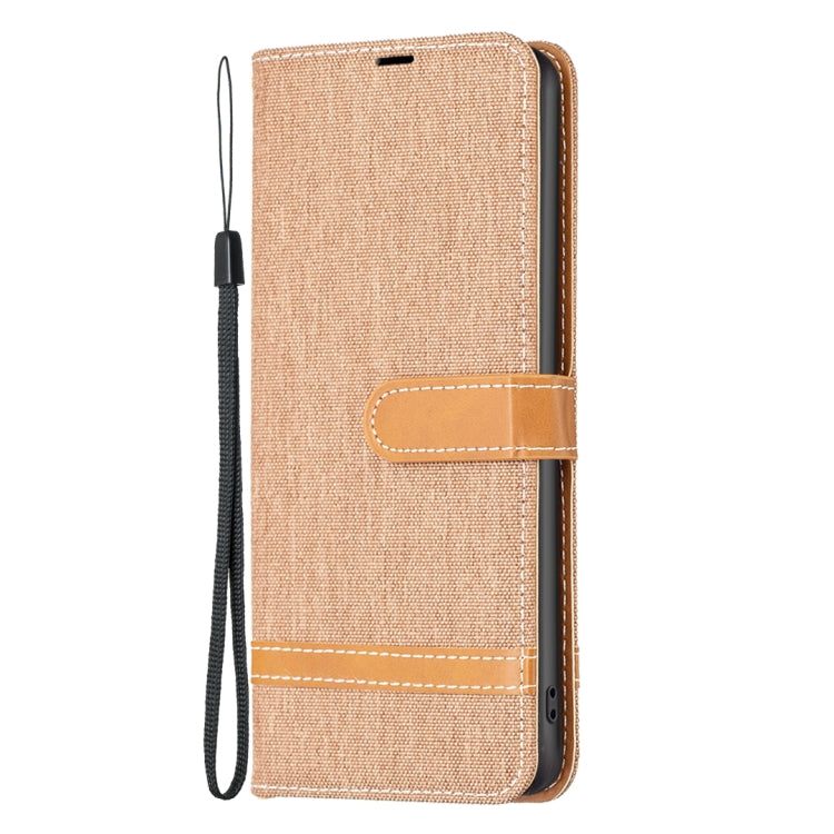 For Xiaomi Redmi Note 12 4G Global Color Block Denim Texture Leather Phone Case(Brown)