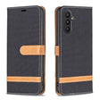 For Samsung Galaxy A24 4G Color Block Denim Texture Leather Phone Case(Black) - free shipping - PMC TechLife - Order now!
