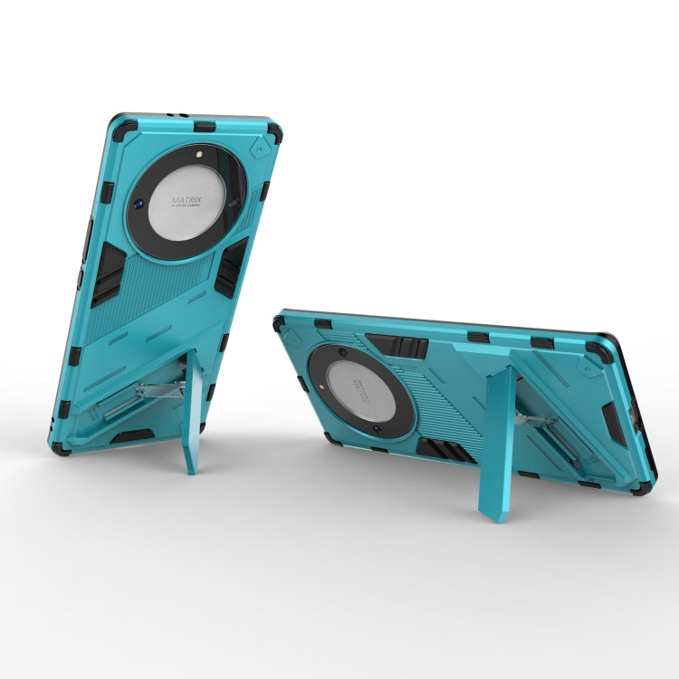 For Honor X9a/X40 5G/Magic5 Lite Punk Armor PC + TPU Phone Case with Holder(Blue)