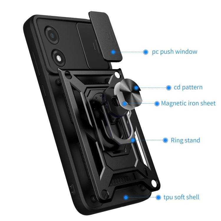 For Motorola Moto E13 4G Sliding Camera Cover Design TPU+PC Phone Case(Red)
