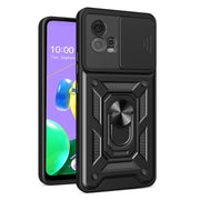 For Motorola Moto G72 Sliding Camera Cover Design TPU+PC Phone Case(Black)