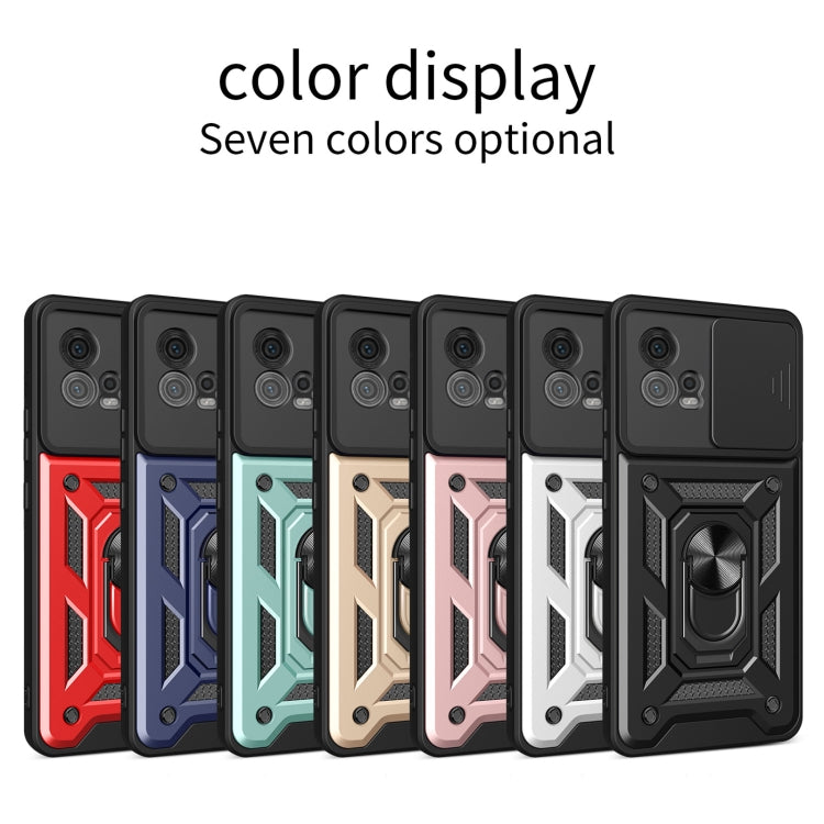 For Motorola Moto G72 Sliding Camera Cover Design TPU+PC Phone Case(Black)