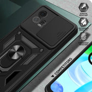 For Motorola Moto G72 Sliding Camera Cover Design TPU+PC Phone Case(Black)