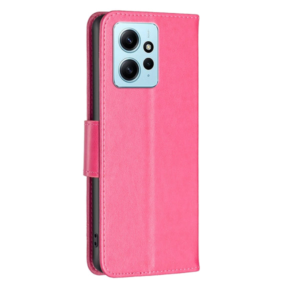 For Xiaomi Redmi Note 12 4G Global Two Butterflies Embossing Leather Phone Case(Rose Red)