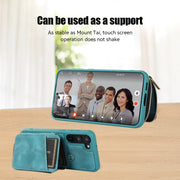 For Samsung Galaxy S23 5G Zipper Card Bag Back Cover Phone Case(Turquoise)