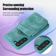 For Samsung Galaxy S23 5G Zipper Card Bag Back Cover Phone Case(Turquoise)