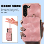 For Samsung Galaxy S23+ 5G Zipper Card Bag Back Cover Phone Case(Pink)