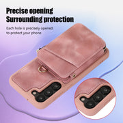 For Samsung Galaxy S23+ 5G Zipper Card Bag Back Cover Phone Case(Pink)
