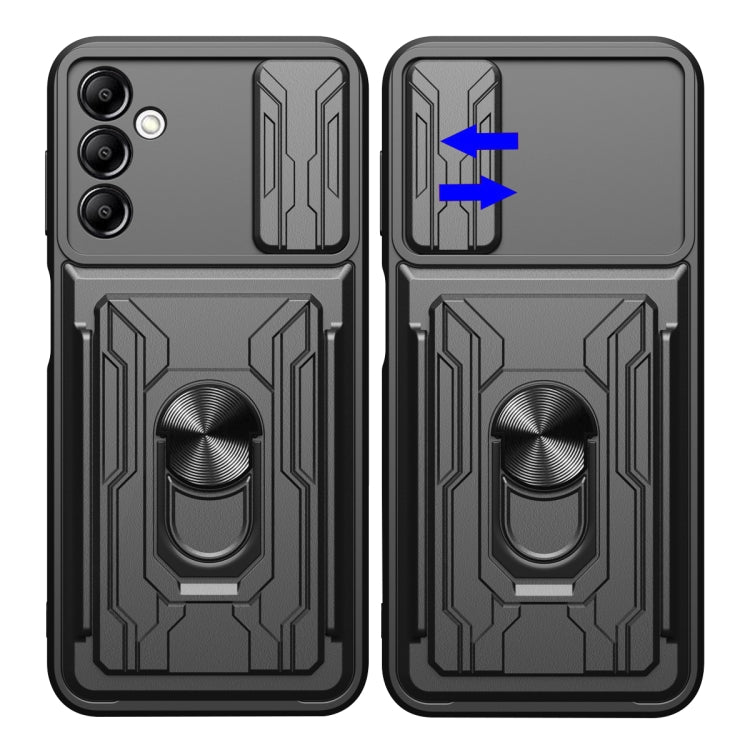 For Samsung Galaxy A14 5G / 4G Sliding Camshield TPU+PC Phone Case with Card Slot(Blue)
