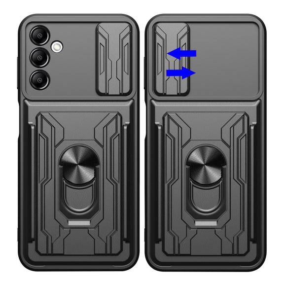 For Samsung Galaxy A14 5G / 4G Sliding Camshield TPU+PC Phone Case with Card Slot(Blue)
