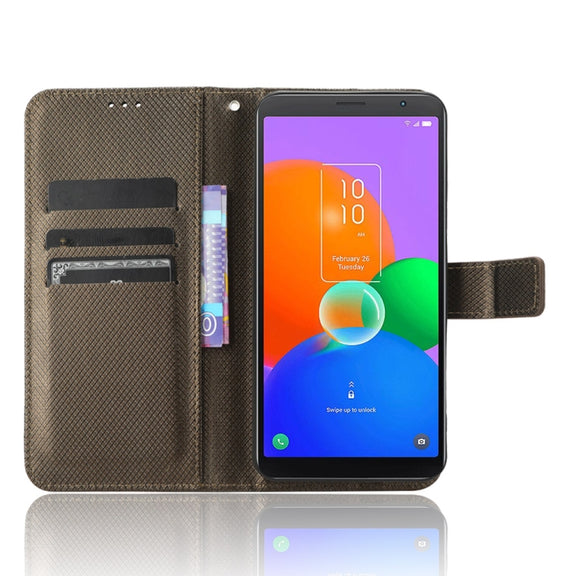 For TCL 403 Diamond Texture Leather Phone Case(Brown)