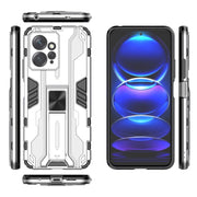 For Xiaomi Redmi Note 12 4G Supersonic PC + TPU Shock-proof Phone Case with Holder(Silver)