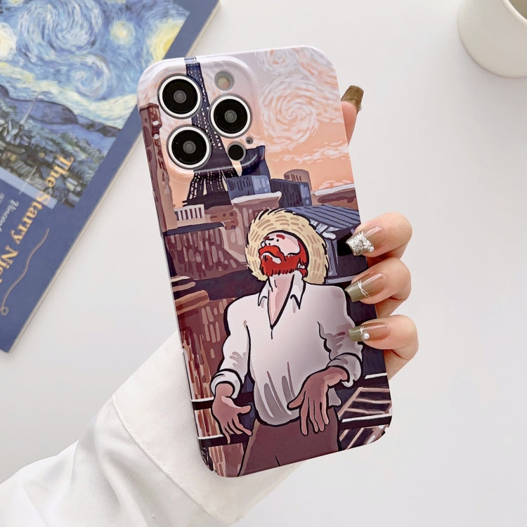 For iPhone 14 Precise Hole Oil Painting Glossy PC Phone Case(Tower)