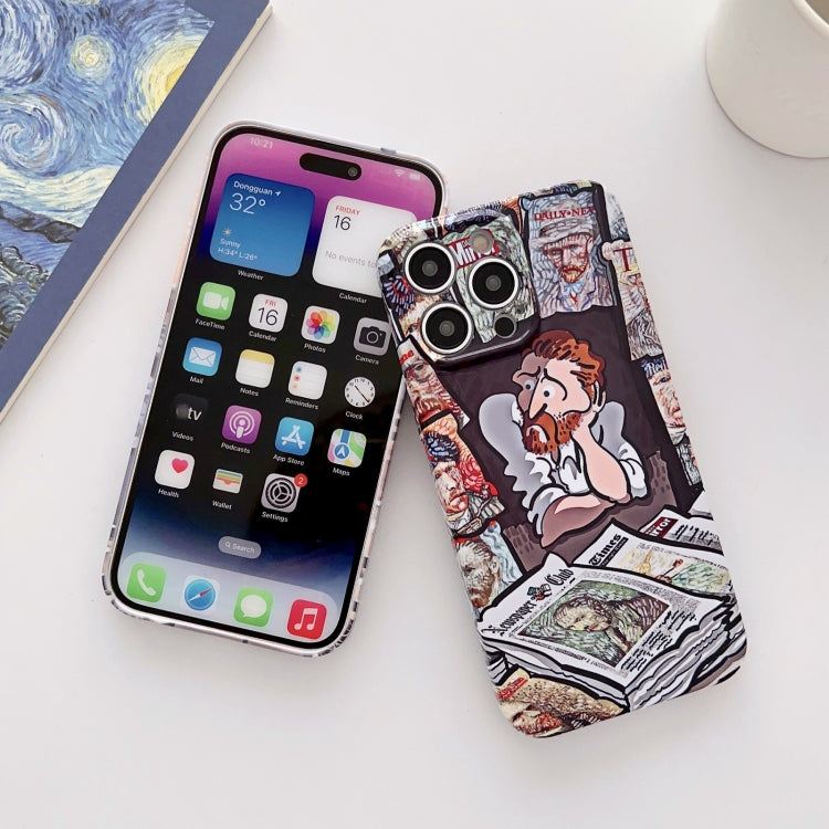 For iPhone 14 Pro Max Precise Hole Oil Painting Glossy PC Phone Case(Tower)