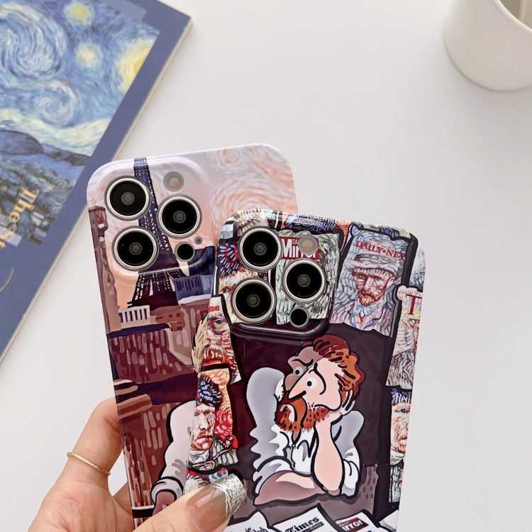 For iPhone 12 Precise Hole Oil Painting Glossy PC Phone Case(Train)