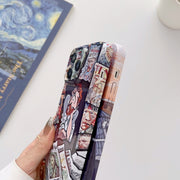 For iPhone 12 Pro Max Precise Hole Oil Painting Glossy PC Phone Case(Newspaper)