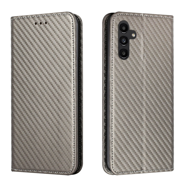 For Samsung Galaxy A24 4G Carbon Fiber Texture Magnetic Flip Leather Phone Case(Grey)