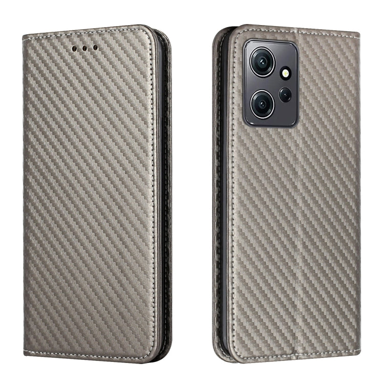 For Xiaomi Redmi Note 12 4G Global Carbon Fiber Texture Magnetic Flip Leather Phone Case(Grey)