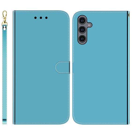 For Samsung Galaxy A24 4G Imitated Mirror Surface Leather Phone Case(Blue)