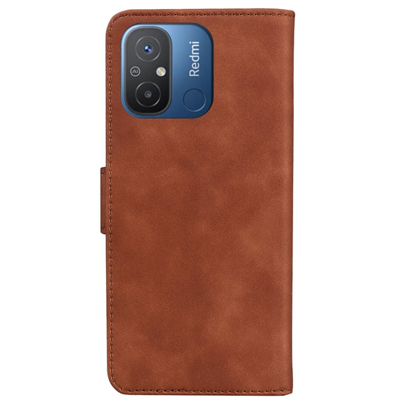 For Xiaomi Redmi 12C / 11A Skin Feel Pure Color Flip Leather Phone Case(Brown)