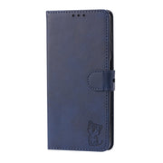 For Samsung Galaxy A14 5G Embossed Happy Cat Pattern Flip Leather Phone Case(Blue)