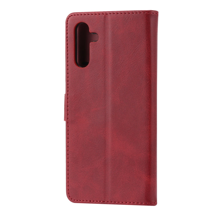 For Samsung Galaxy A34 5G Embossed Happy Cat Pattern Flip Leather Phone Case(Red)