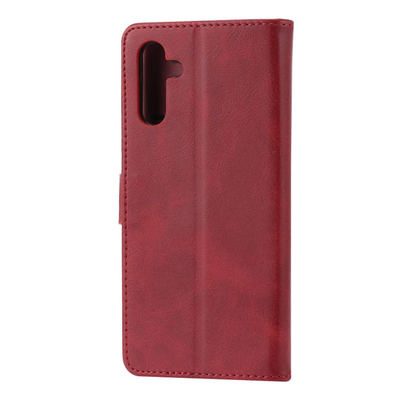 For Samsung Galaxy A34 5G Embossed Happy Cat Pattern Flip Leather Phone Case(Red)