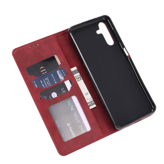 For Samsung Galaxy A34 5G Embossed Happy Cat Pattern Flip Leather Phone Case(Red)