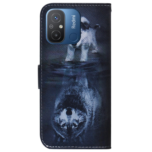 For Xiaomi Redmi 12C / 11A Coloured Drawing Flip Leather Phone Case(Wolf and Dog)