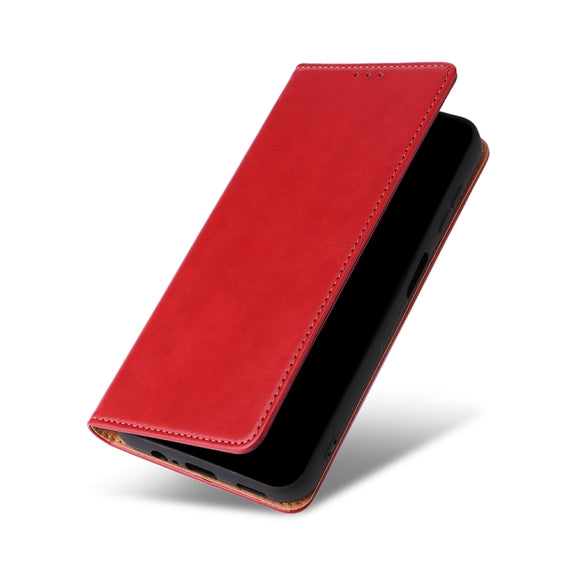 For Samsung Galaxy A14 5G Fierre Shann PU Genuine Leather Texture Leather Phone Case(Red)
