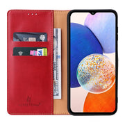 For Samsung Galaxy A14 5G Fierre Shann PU Genuine Leather Texture Leather Phone Case(Red)