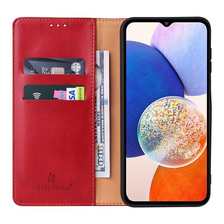 For Samsung Galaxy A14 5G Fierre Shann PU Genuine Leather Texture Leather Phone Case(Red)
