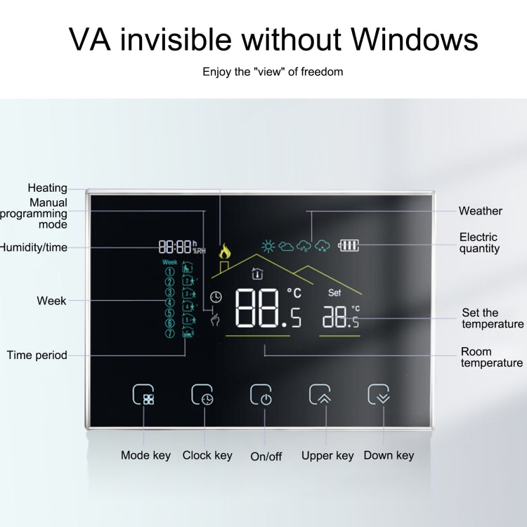 BHT-8000RF-VA- GACW Wireless Smart LED Screen Thermostat With WiFi, Specification:Water / Boiler Heating